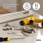 Stříbrná roztažitelná dvojitá garnýž 76-213 cm Umbra TWILIGHT pro zatemňovací závěsy