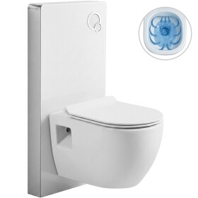 CERANO Kompletní WC set Modul/Dure - bílá lesklá - integrované WC tlačítko - pneumatický modul - 51x35 cm