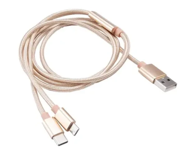 Akasa AK-CBUB42-12GL 2v1 zlatá / kabel USB-A / USB-C / microUSB / 1.2 m (AK-CBUB42-12GL)