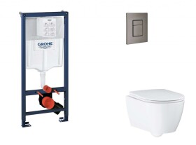 GROHE - Rapid SL Set předstěnové instalace, klozetu, sedátka SoftClose a tlačítka Skate Cosmopolitan, kartáčovaný Hard Graphite SANI11BB5123