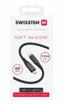 SWISSTEN SOFT SILICONE datový kabel Lightning 1.5m černá / 60W / 3A / 1x USB-C(M) / 1x Lightning(M) (71534010)