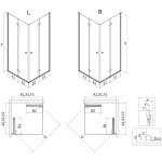 MEXEN/S - Mist-F Duo sprchový kout skládací dveře pravá 75 x 95, transparent, zlato kartáčovaná 8A6-075L-095P-55-00