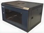Lexi-Net 19" nástěnný rozvaděč 9U 600x450 černý / nosnost 60 kg / skleněné dveře / rozložený (LN9U-60/45-B)