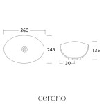 CERANO - Umyvadlo keramické - na desku - Avelia - bílá lesklá - 36x24,5 CER-680340