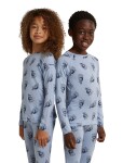 Dětské merino triko dlouhý rukáv ICEBREAKER Kids Merino 200 Oasis LS Crewe Bear Tour AOP, Zinc Blue/Aop velikost: 3