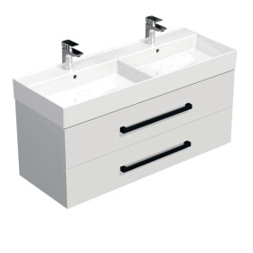 Koupelnová skříňka s černou úchytkou a umyvadlem SAT Cube Way 120x53x46 cm bílá lesk CUBE46C1202BISAT CUBE46C1202BISAT