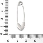Kovová brož - Špendlík se srdcem s kubickým zirkonem - platinová - 39 × 10 mm - 1 ks