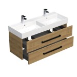 Koupelnová skříňka s černou úchytkou a umyvadlem SAT Cube Way 120x53x46 cm dub Hickory mat CUBE46C1202DHSAT CUBE46C1202DHSAT