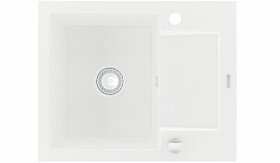 MEXEN - Enzo granitový dřez 1-mísa dřez s vypouštěním krátký odkapávač 576x465 mm, bílá (6506571005-20) 2. jakost