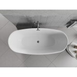 MEXEN/S - Luvo Slim volně stojící vana 170 x 75, bílá/černá, sifon a přepad grafit kartáčovaná 52801707575-66