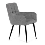 Židle jídelní, světle šedá látka, černý kov