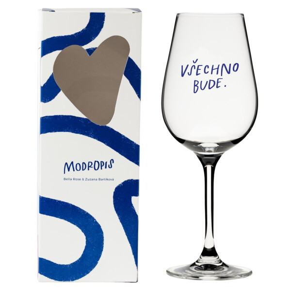 Bella Rose Sklenice na víno Všechno bude CZ, čirá barva, sklo, 350 ml