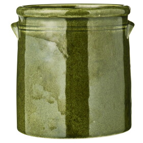Ib Laursen Keramický obal na květináč s uchy Green 15 cm, zelená barva, keramika