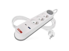 Prodlužovací přívod 3 zásuvky 2m EMOS P1312FC USB s vypínačem