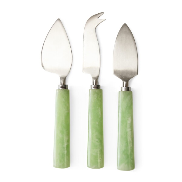 HK living Sada nožů na sýry Sage – set 3 ks, zelená barva, kov, plast