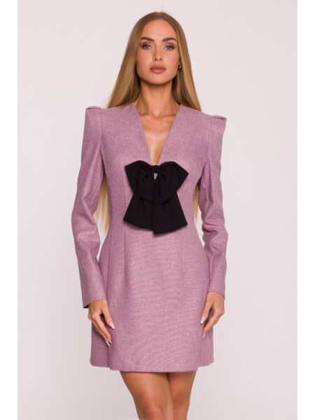 M869 Tweed šaty s výstřihem do V - marsala EU M