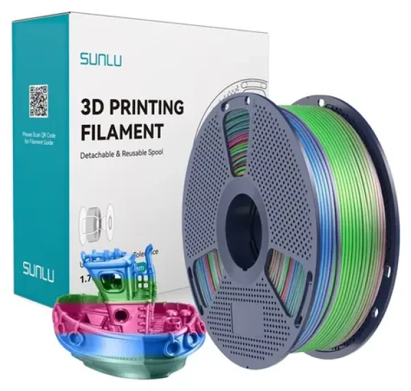 Sunlu PLA+ Silk duhová 06 / Struna pro 3D tiskárnu / PLA / 1,75 mm / 1 kg (PLA+ Silk R 06)