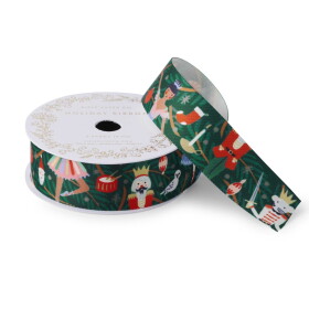 Rifle Paper Co. Vánoční stuha Nutcracker 4,5 m, zelená barva, textil