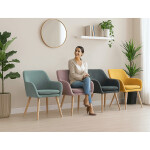 Jídelní židle, potah starorůžová látka, nohy masiv kaučukovník