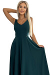 246-5 CINDY dlouhé elegantní šaty s výstřihem - ZELENÉ XXL