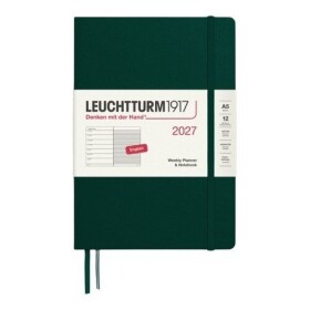 Týdenní plánovač & Zápisník Forest Green, Medium A5 2027, anglicky