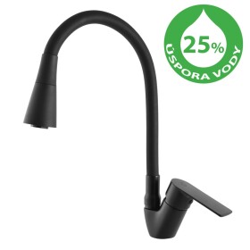 RAV Slezák - VLTAVA ECO - Dřezová baterie s flexibilním ramínkem, Černá - matná, 1/2" VTE406.5/13CMAT