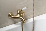 SAPHO - KIRKÉ WHITE nástěnná vanová baterie, bílá páčka, bronz KI10BB