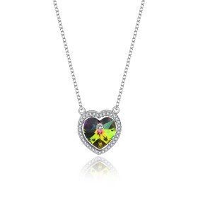 Stříbrný náhrdelník Swarovski Elements Angela srdce, stříbro 925/1000, Zelená 40 cm + 5 cm (prodloužení)