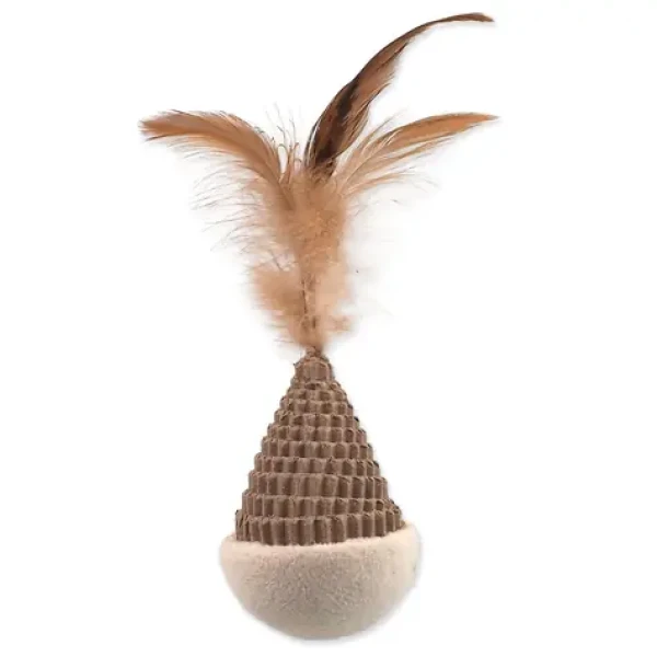 Magic Cat Hračka - Natural Fun kužel s pírky karton-plyš bílá 6cm (453-22111)