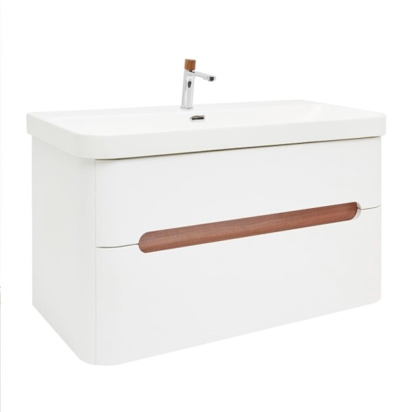 Koupelnová skříňka s umyvadlem a baterií SAT Fusion 97,5x53x45 cm bílá matná mat SATFUSION2100WMWBA SATFUSION2100WMWBA