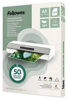 Fellowes Laminovací fólie A3 matná Light recyklovaná / Laminovací fólie / 100 ks (100143436)