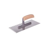 Hladítko nerez, zub 6x6 mm, 280 mm, dřevěná rukojeť s polyamidovou patkou