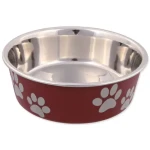 TRIXIE Miska nerezová s plastovým pláštěm 12 cm 250 ml / Miska pro psy / Protiskluzová guma (G14-25241)
