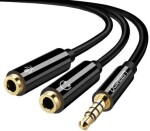 UGREEN Kabel 3.5mm Jack (M) - 2x 3.5mm Jack (F) 0.2m černá (6957303836208)