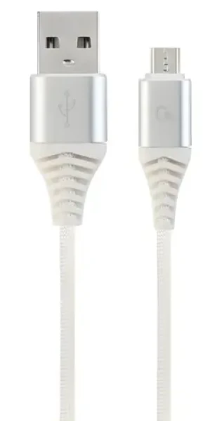 Cablexpert USB-A - Micro-USB bílo-stříbrná / USB kabel / opletený / 1 m (CC-USB2B-AMmBM-1M-BW2)