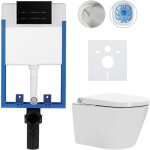 CERANO - Kompletní WC set Profi/Cronus Standard - bílá lesklá - WC tlačítko Line/Černá lesklá - pro zazdění - 59,3x38,4 CER-256826