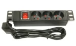 XtendLan 10" rozvodný panel 3x230V černá / Prodlužovací přívod / 3 zásuvky / vypínač / 1,8 m (ZASUVKA3-10)