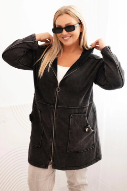 Dámská mikina Plus Size s kapucí a kapsami, černá UNI