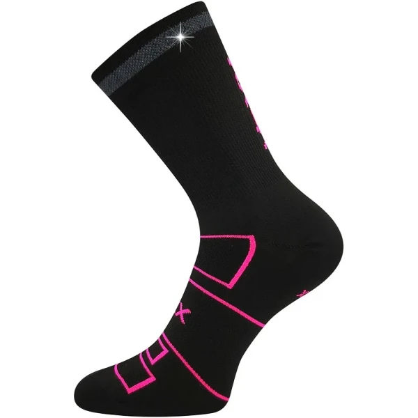 VOXX Ponožky sportovní REFLEXON s reflexním prvkem ČERNÉ s neon růžovou 35-38 125806