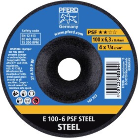 PFERD 62010634 E 100-6 PSF STEEL/16,0 brusný kotouč lomený Průměr 100 mm Ø otvoru 16 mm litina , ocel, ocelový odlitek 10 ks