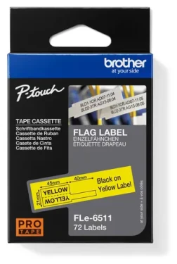 Brother FLe-6511 černá na žluté / Kazeta se štítky pro označení kabelů / 21 mm / 72 štítků (FLE6511)