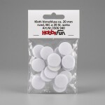 Suchý zip samolepící kolečka 20 mm / 20 ks , bílý, HobbyFun