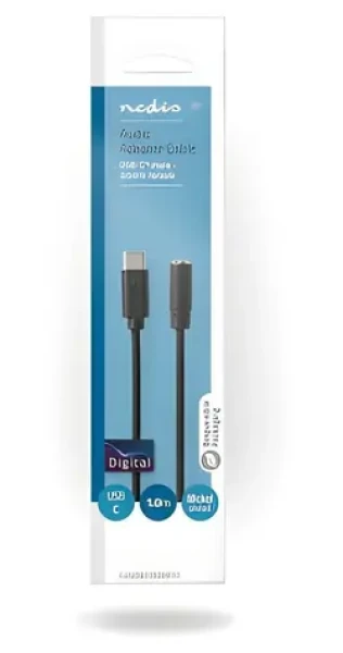 Nedis USB-C audio adaptér černá / Adaptér / USB-C zástrčka - 3,5 mm jack / 1 m / box (CCGB65960BK10)