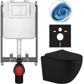 CERANO - Kompletní WC set Basic/Cesso - černá matná - WC tlačítko Maxio/Bílá - pro zazdění - 49x36 CER-8050BD86211