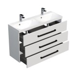 Koupelnová skříňka s černou úchytkou a umyvadlem SAT Cube Way 120x76,5x40 cm bílá lesk lesk CUBE2C1203BL CUBE2C1203BL