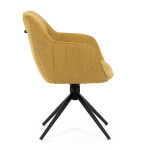 Židle jídelní a konferenční, žlutá látka, černé kovové nohy, otočný mechanismus
