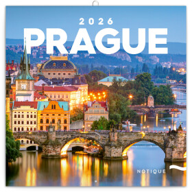 Nástěnný poznámkový kalendář 2026 NOTIQUE - Praha, 30 x 30 cm