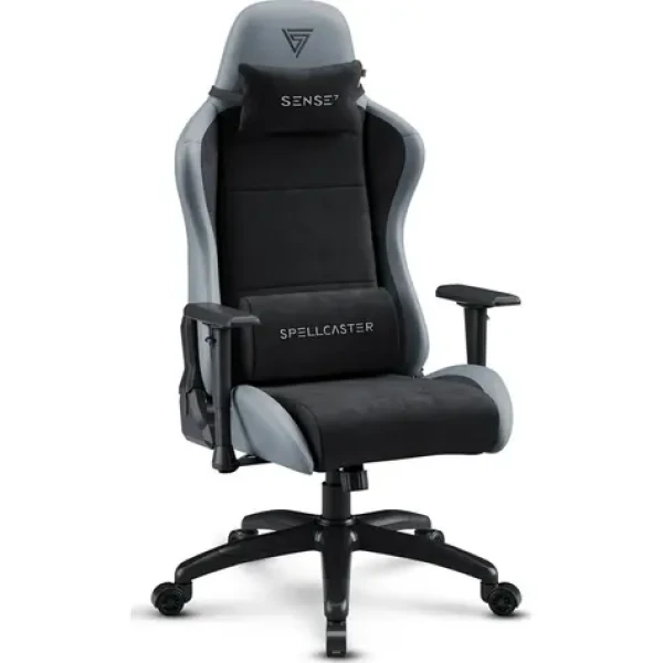 SENSE7 Spellcaster FUKU XL PU černo-šedá / Herní židle / Alcantara / nastavitelná / pojezdová kolečka / nosnost 160 kg (5902659845184)