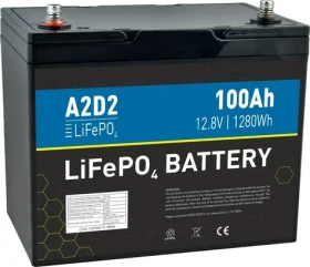 Avacom A2D2 / LiFePO4 baterie / 12,8V 100Ah / 1280Wh / M8 (LFA2-12V100C10-M8B4)