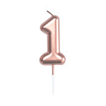 Svíčka dortová rose gold 5 cm číslo 1 - Albi